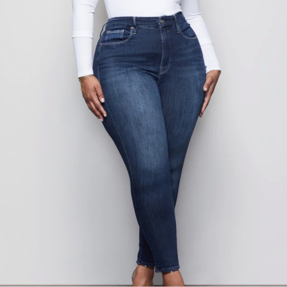 Good American Good Legs Crop Dark Blue Skinny Denim Jeans Women’s Plus Size 18